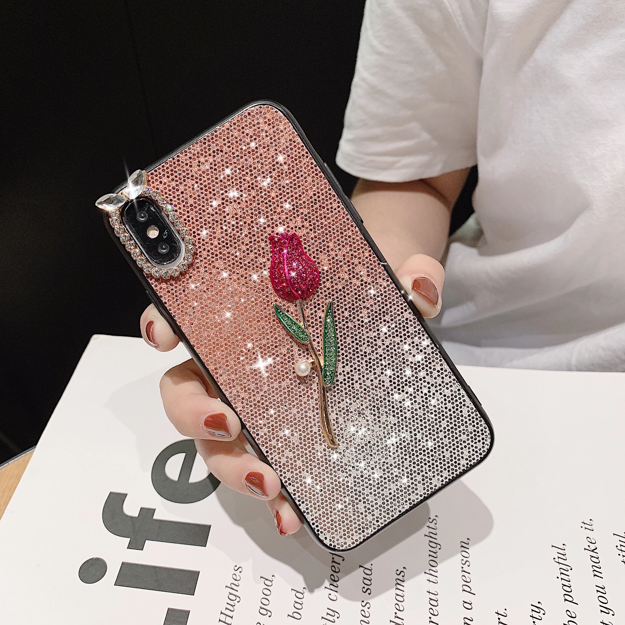 Casyva блестящий чехол для телефона Iphone X XR XS MAX Алмазный Розовый Жесткий Чехол 6 7 8 plus