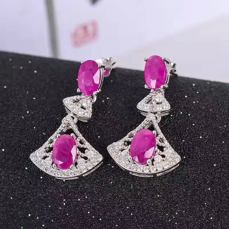 Модный Рубин Серьги для вечерние 4 шт. Природный Африканский рубиновые серьги