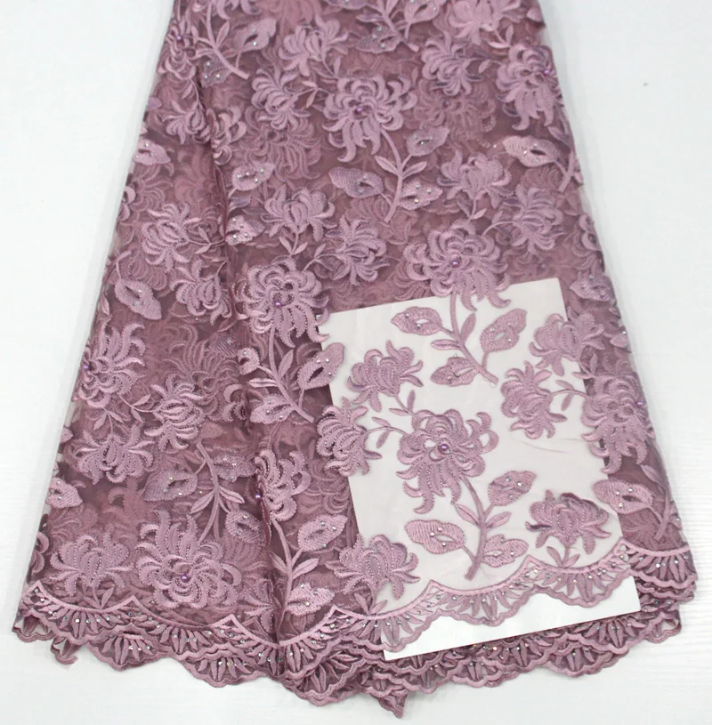 Tissu dentelle сетки французский чистая кружевной ткани с бисером и камнями синего