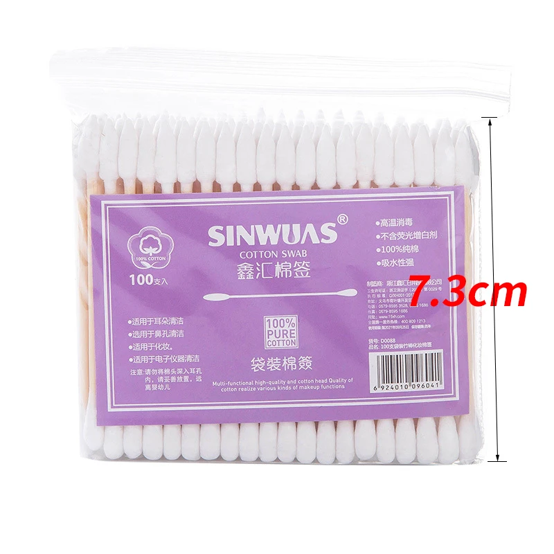 

100pcs/pack Disposable Cotton Swabs Ears Clean Cotton Spiral Sticks Makeup Applicator Swab Eyebrow Lipsticks Cotton Buds Tip