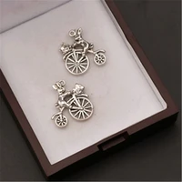 8pcs silver plated mr rabbits big small wheel wheel bike charm earring bracelet diy metal hip hop jewelry alloy pendants