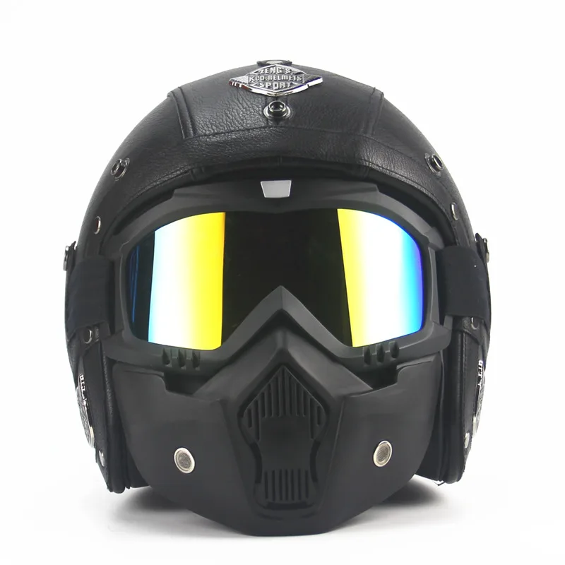 Шлем мотоциклетный кожаный с открытым лицом 3/4|helmet open|vintage motorcycle helmetsharley helmet |