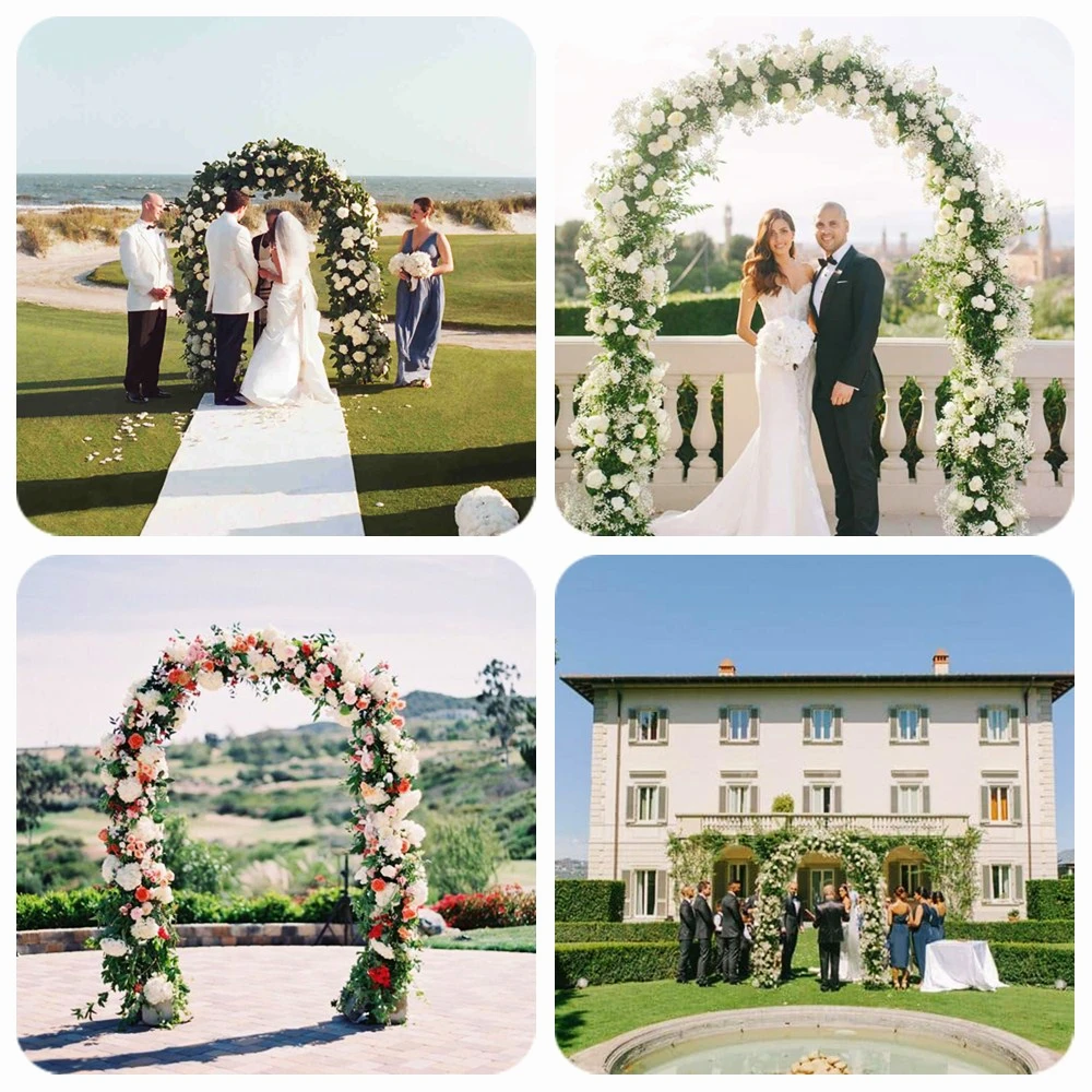 

OurWarm Metal Wedding Arch Flower Photo Door Backdrop Round Garden Plant Arch Bride Groom Rustic Wedding Party Favors Decoration