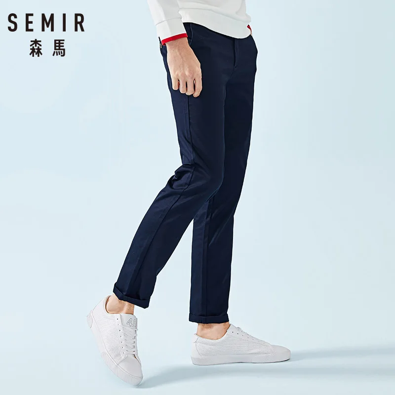 SEMIR, мужские обтягивающие хлопковые брюки, мужские чиносы с вышивкой, Мужские штаны, модные штаны на весну