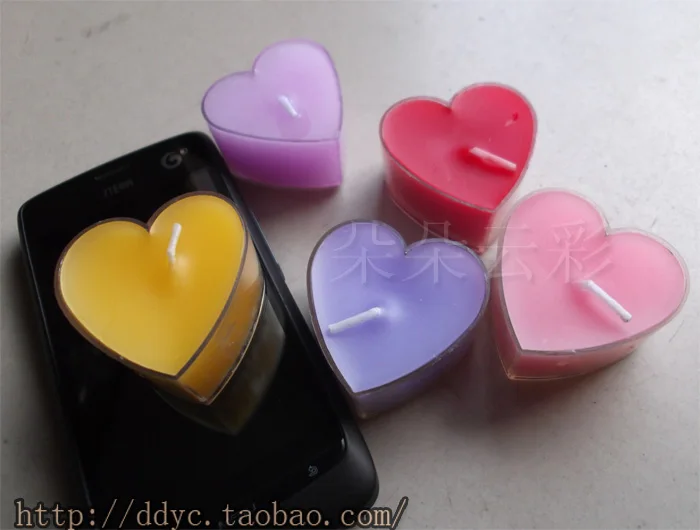 Пластиковая Свеча в форме сердца Красный Фиолетовый Розовый многоцветный сердце