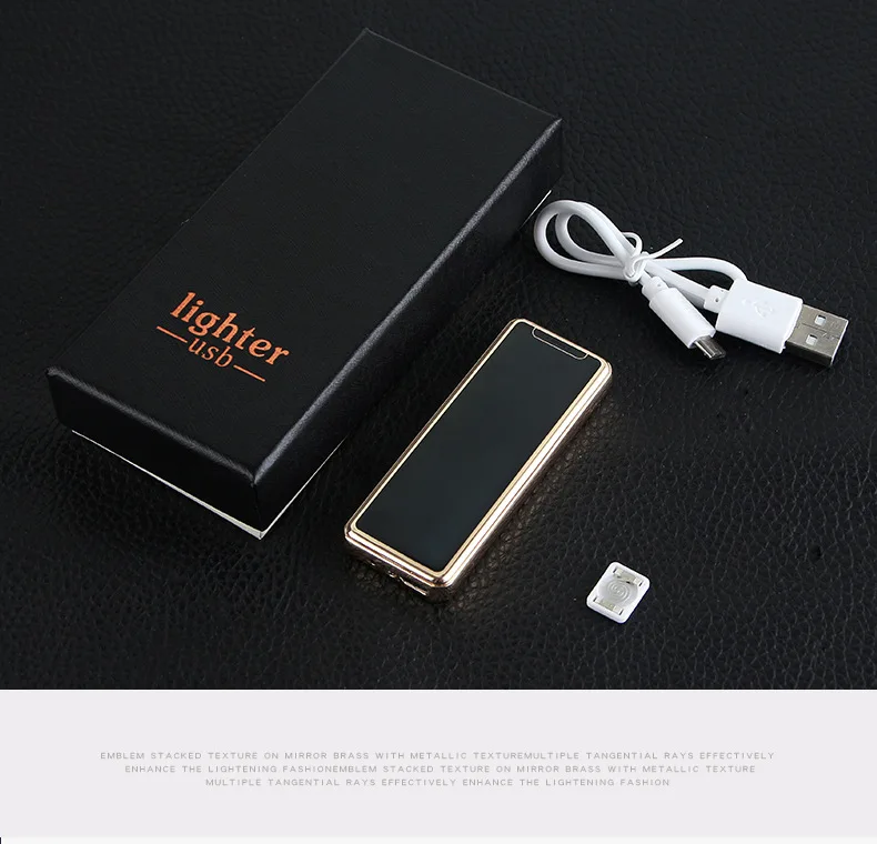 Маленькая металлическая ветрозащитная узкие USB Зажигалка Ветрозащитная зажигалка
