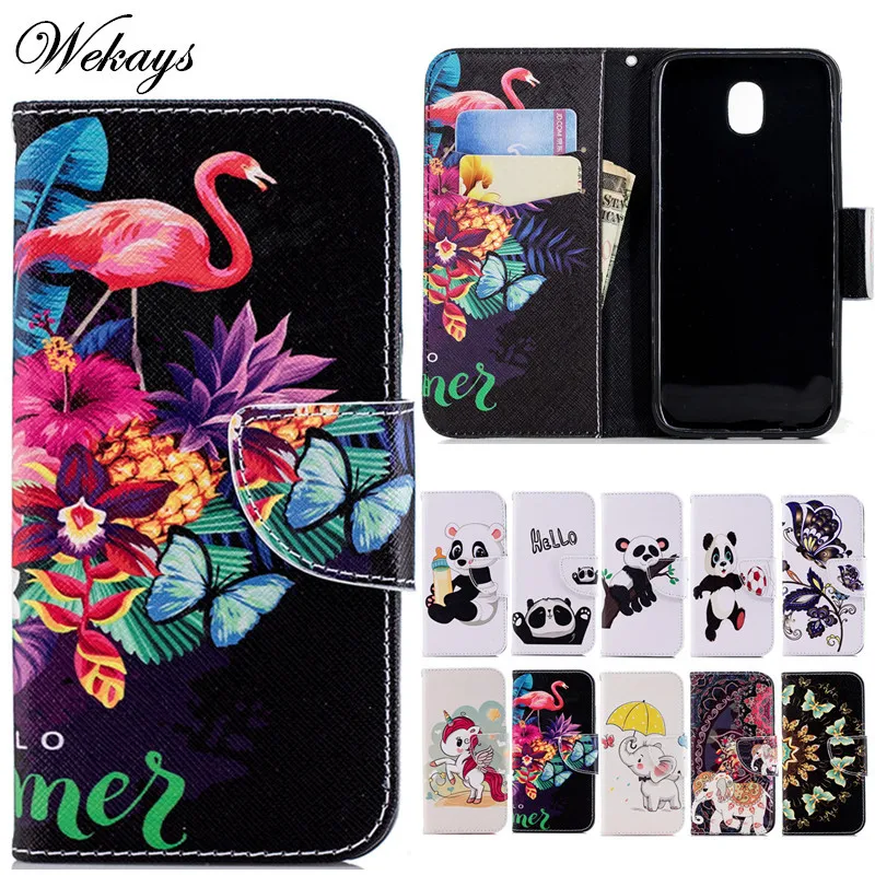 Wekays чехол милый мультфильм Фламинго кожаный для Samsung Galaxy J3 2017 J330 J5 J530 J7 J730