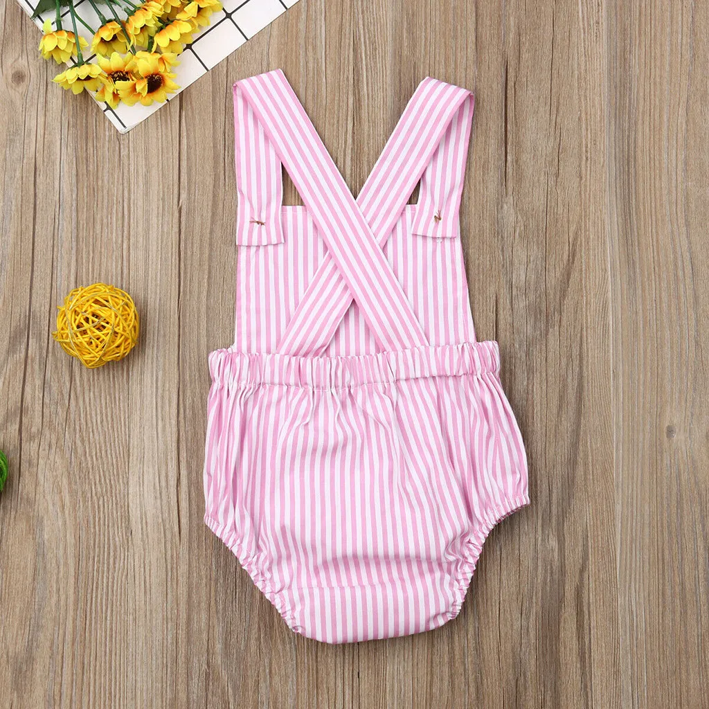 Newborn Baby Rompers Baby Boy Girls Sleeveless Plain Romper Baby Girls Jumpsuit Summer Infant One-pieces Striped Clothes Outfits