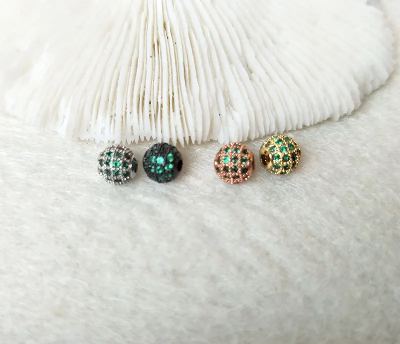 

5 Pcs Micro pave CZ zircon green crystal Connector round Beads for DIY Making Bracelet necklace Jewelry Finding BD323