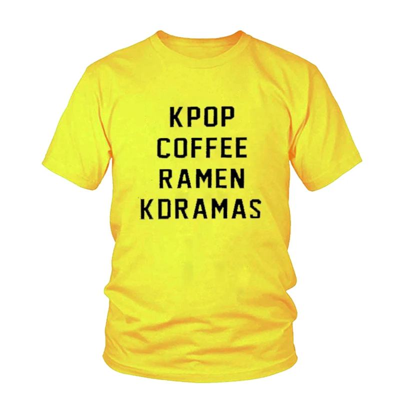 Модная футболка унисекс Kpop кофе рамен Kdramas уличная одежда в Корейском стиле