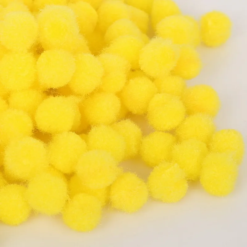 Yellow 300 шт./лот, 10 мм, мягкий помпон, помпон, мех, плюш, помпон для украшения дома, свадьбы, ручной работы, детские игрушки, аксессуары для шитья - Цвет: Yellow