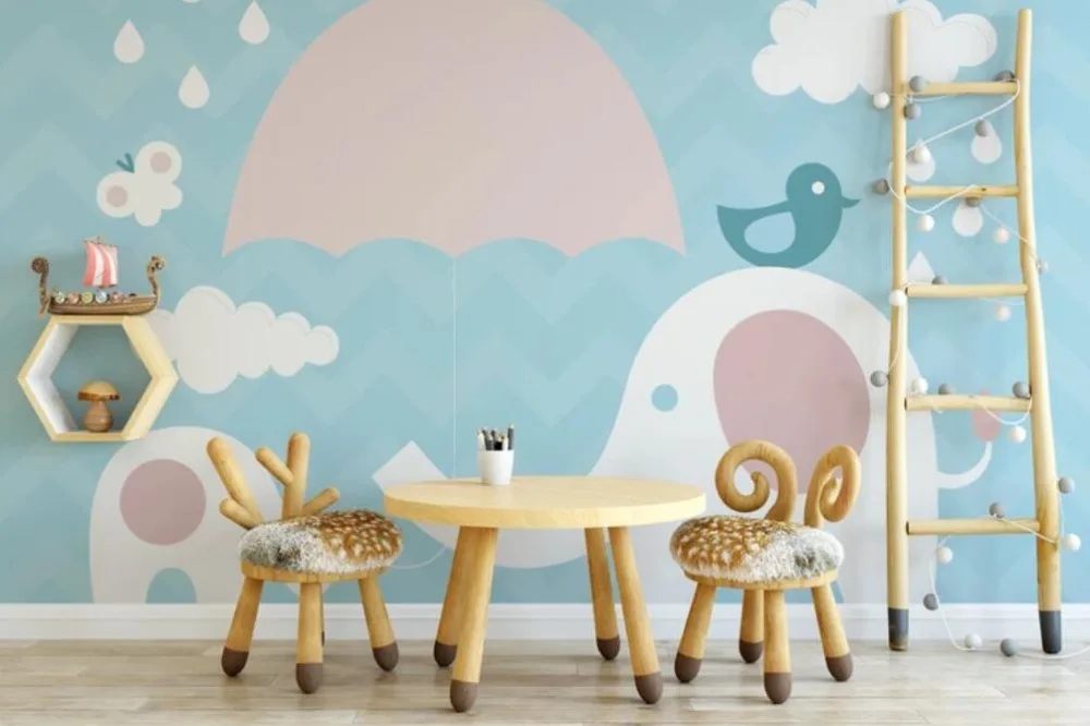 Фон для детской комнаты с изображением слона из мультфильма моэ | Обустройство
