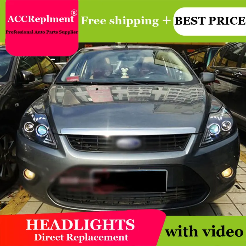 Авто. PRO для ford focus фары 2009 2014 бифокальные линзы led бар ангельские глазки DRL xenon H7 Для