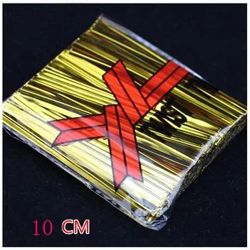 10 cm gold 100 шт 6 см твист Галстуки проволока фирма шелк Радуга инструменты для приготовления пищи помадка выпечки DIY Торт Сахар chcolate в виде корабля лоток Конфеты Плесень - Цвет: 10 cm gold