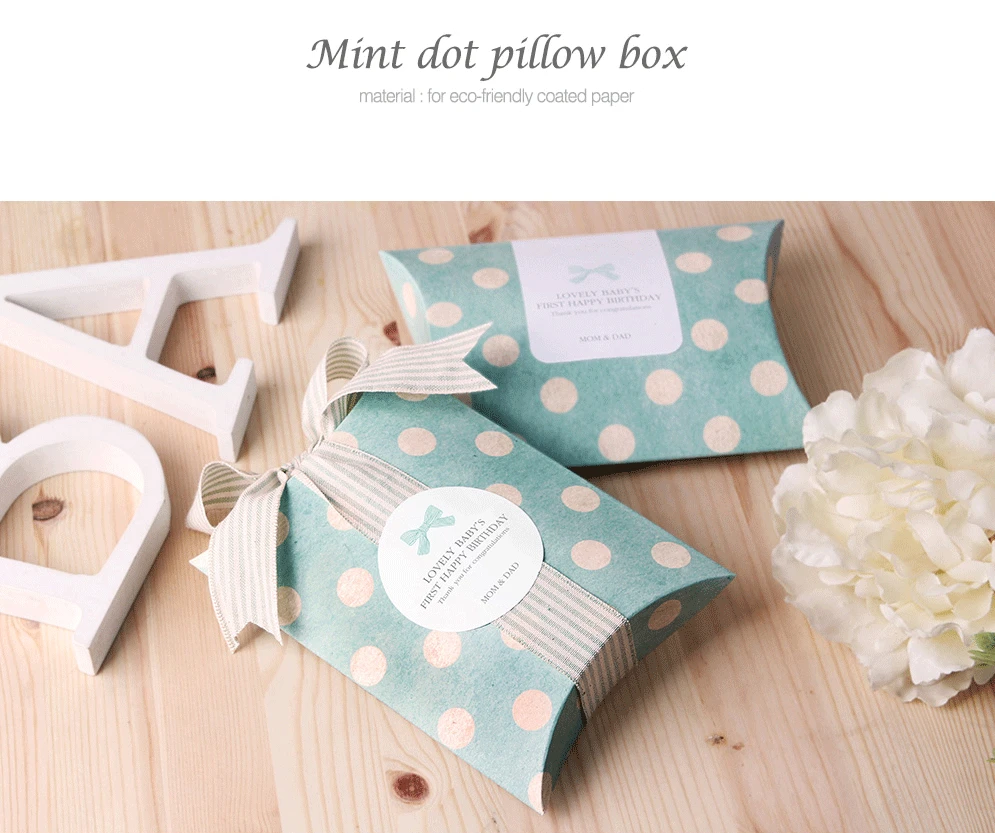 50 шт. коробка в горошек новые бумажные подарочные коробки форме подушки для