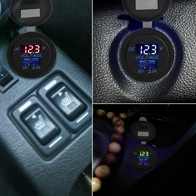 12-24 В Dual USB Автомобильное зарядное устройство розетка 2.1A для автомобиля мотоцикла