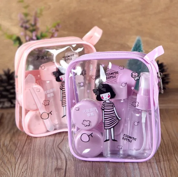 

10bags 8pcs/bag travel makeup parfum sprayer hair brush comb mirror make up kits atomizer perfume small spray Refillable Bottle