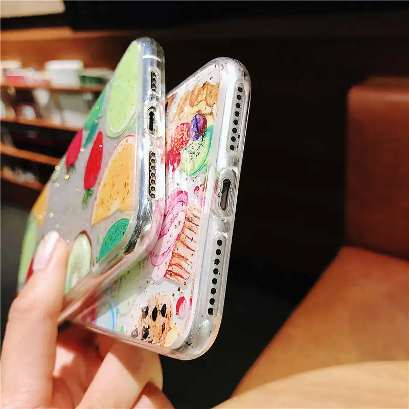 Блестящий Золотой фольга эпоксидный киви фруктовый чехол для Apple iPhone XR X 6 6S 7 8 Plus XS