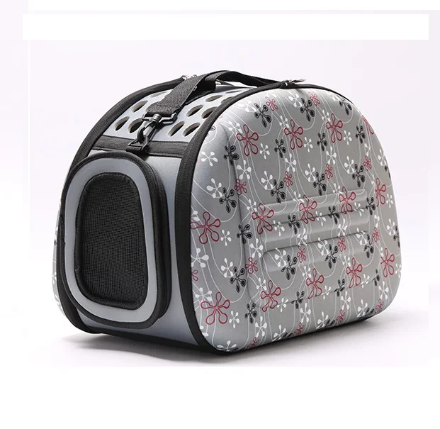 Сумка переноска CAMMITEVER Розовая/серая на плечо для домашних питомцев дорожная