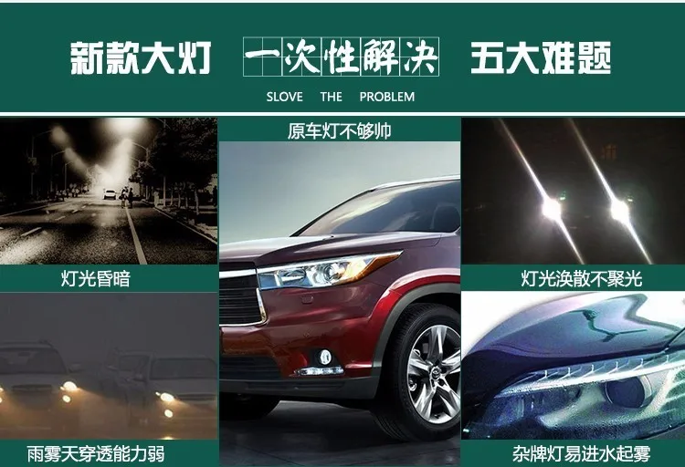 KOWELL стайлинга автомобилей для фары Toyota Highlander-новинка светодиодная… для Kluger фары drl Объектив Двойной Луч H7 HID ксеноновая лампа