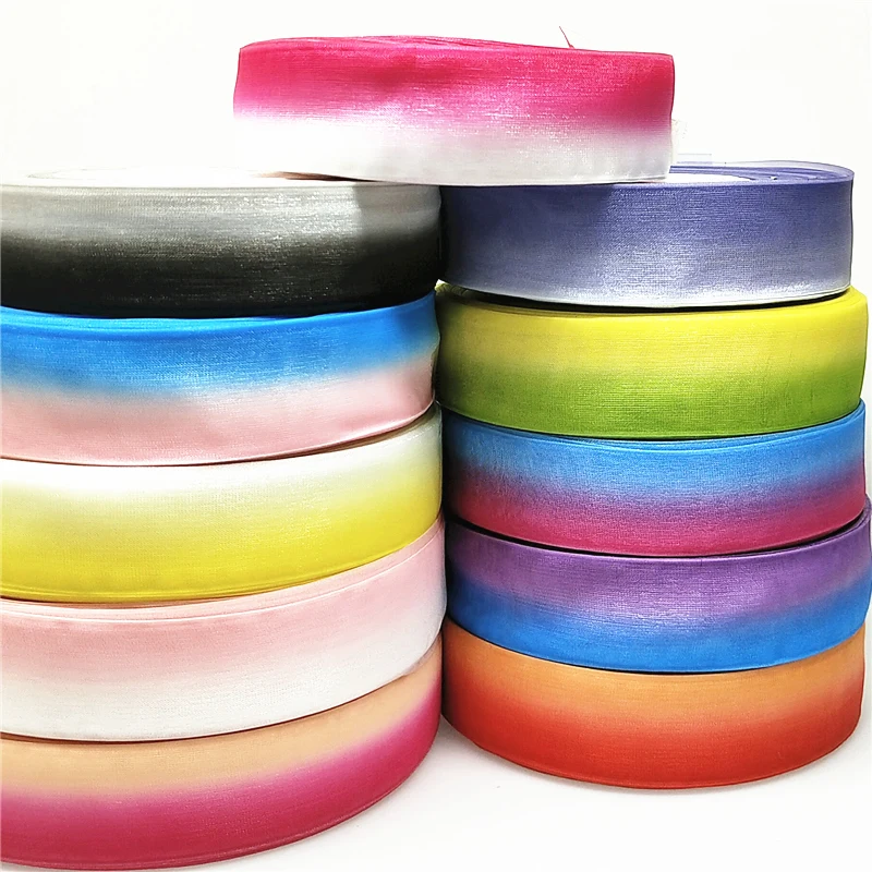 

U PICK 5/10meter 25mm Gradient color Organza Ribbons for Wedding Home Decor DIY Gift Wrapping Handmade Accessories