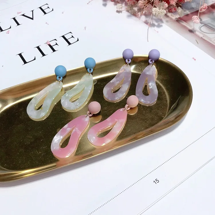 acrylic geometric earring Hypoallergenic fadeless alloy fashion jewelry stud earrings for women girl Christmas gift | Украшения и