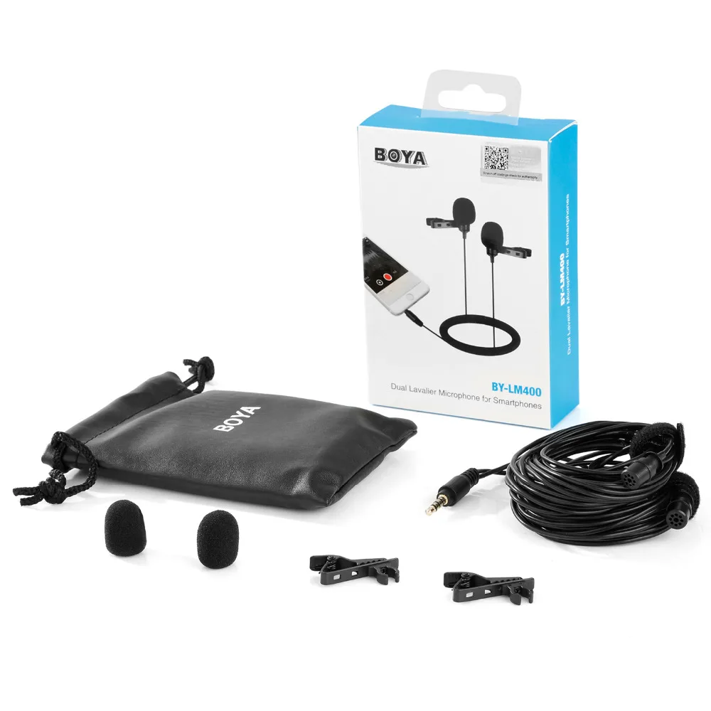BOYA BY LM400 двойной всенаправленный конденсаторный петличный микрофон для iPhone iPad