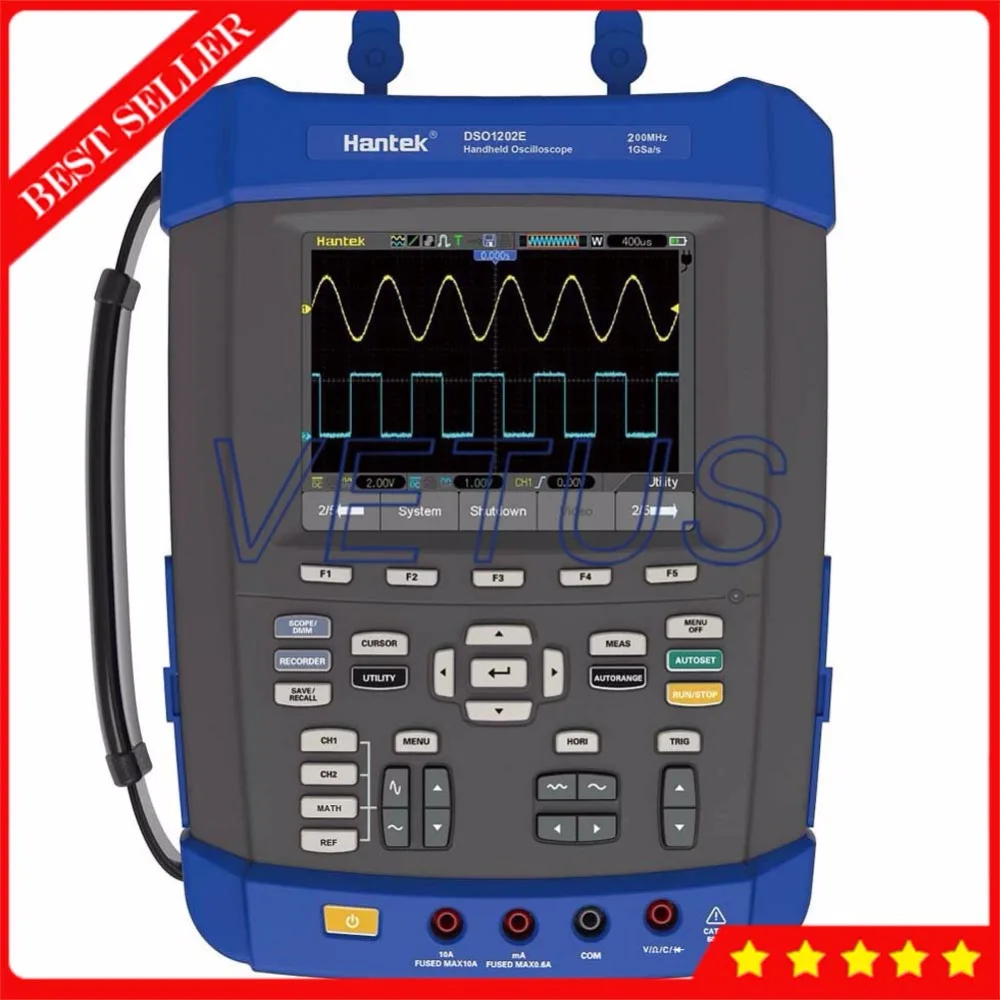 

Hantek DSO1202E Digital Frequency Counter 200MHz 2 CH Handheld Oscilloscope with FFT Spectrum Analyzer 1000 waveforms Record