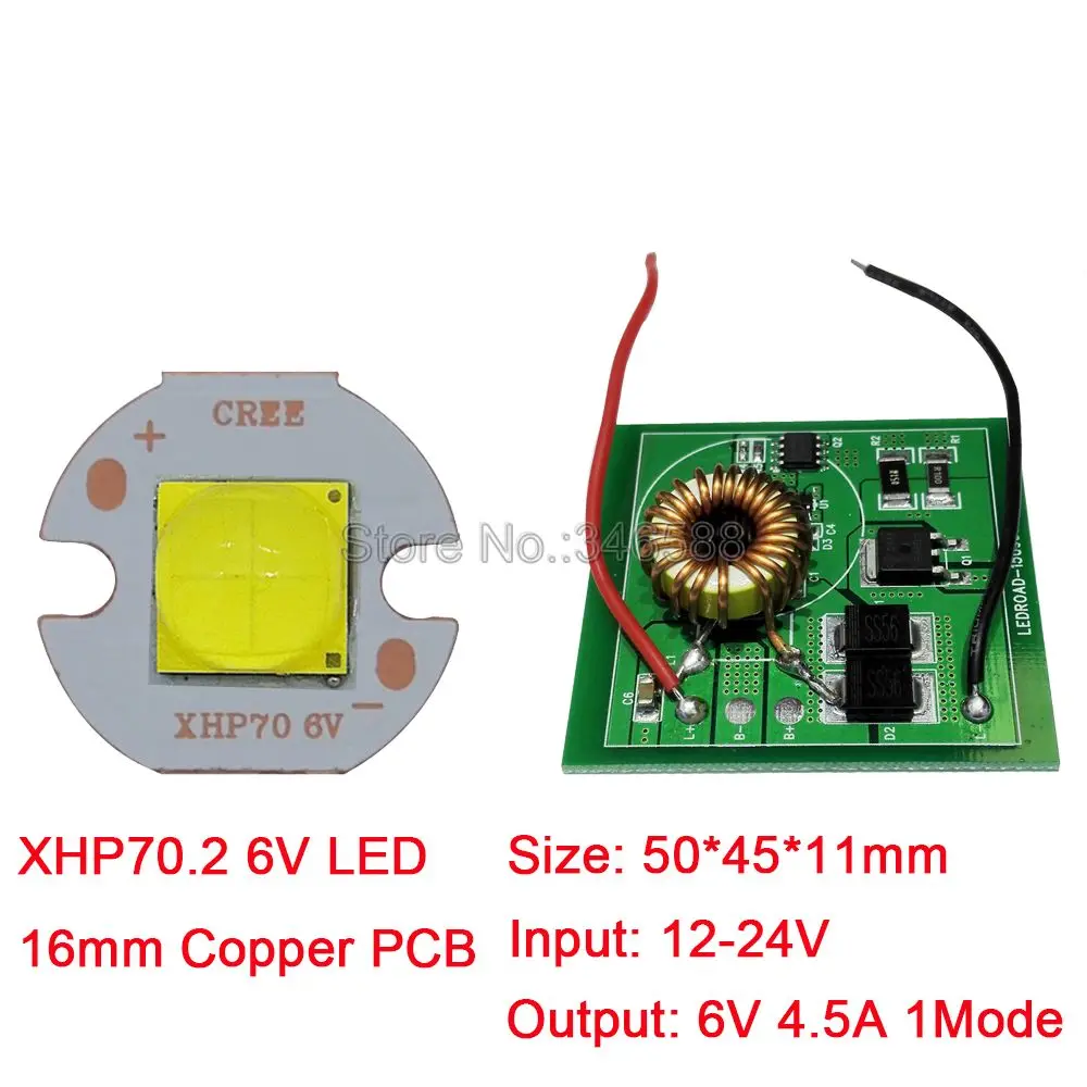 Cree XHP70.2 6V Высокая Мощность светодиодный излучатель 16 мм 20 мм Медь PCB холодный белый нейтральный белый теплый белый Цвет+ 1 режим или 5 режимов драйвер - Испускаемый цвет: 16mm Square 1Mode