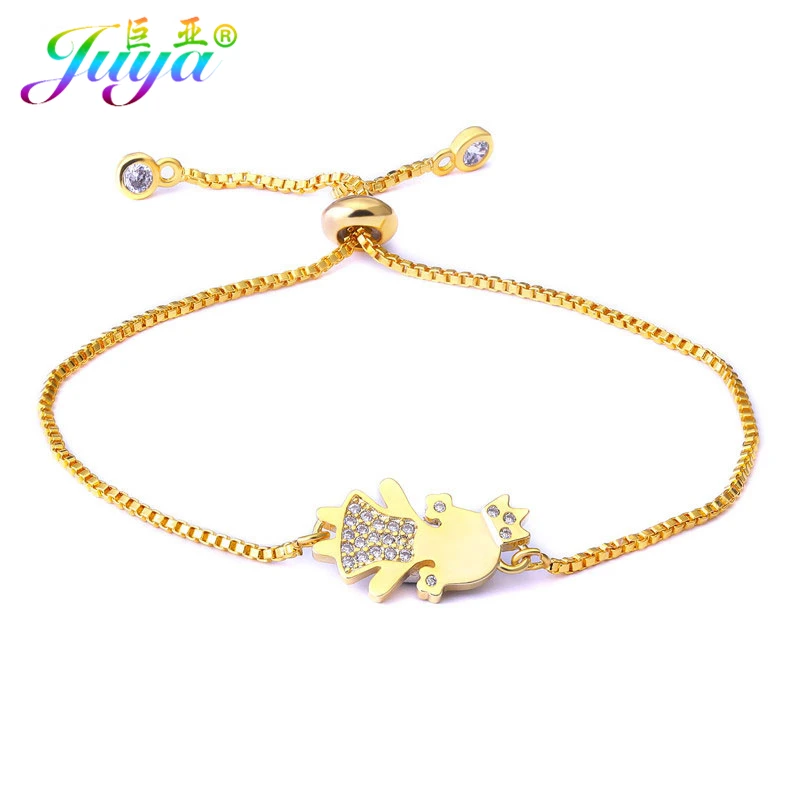 Gold Juya, женские браслеты ручной работы, товары для мамы+ мальчика+ девочки, звенья цепи, браслеты для ручной работы, подарок на день матери и дочери, ювелирные изделия - Окраска металла: Gold