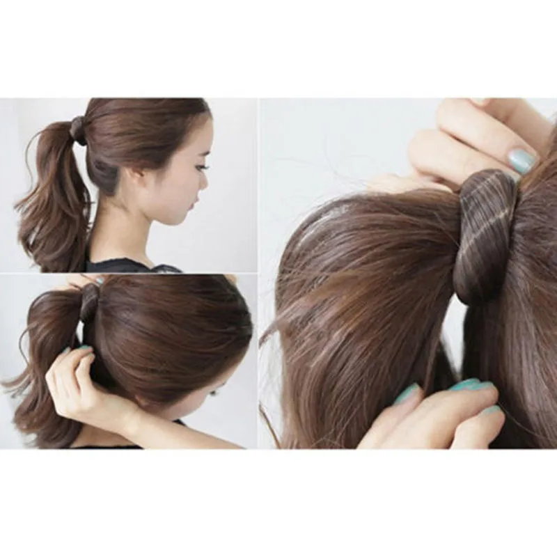 Черные держатели для хвоста из синтетических волос девочек стрейчевая резинка