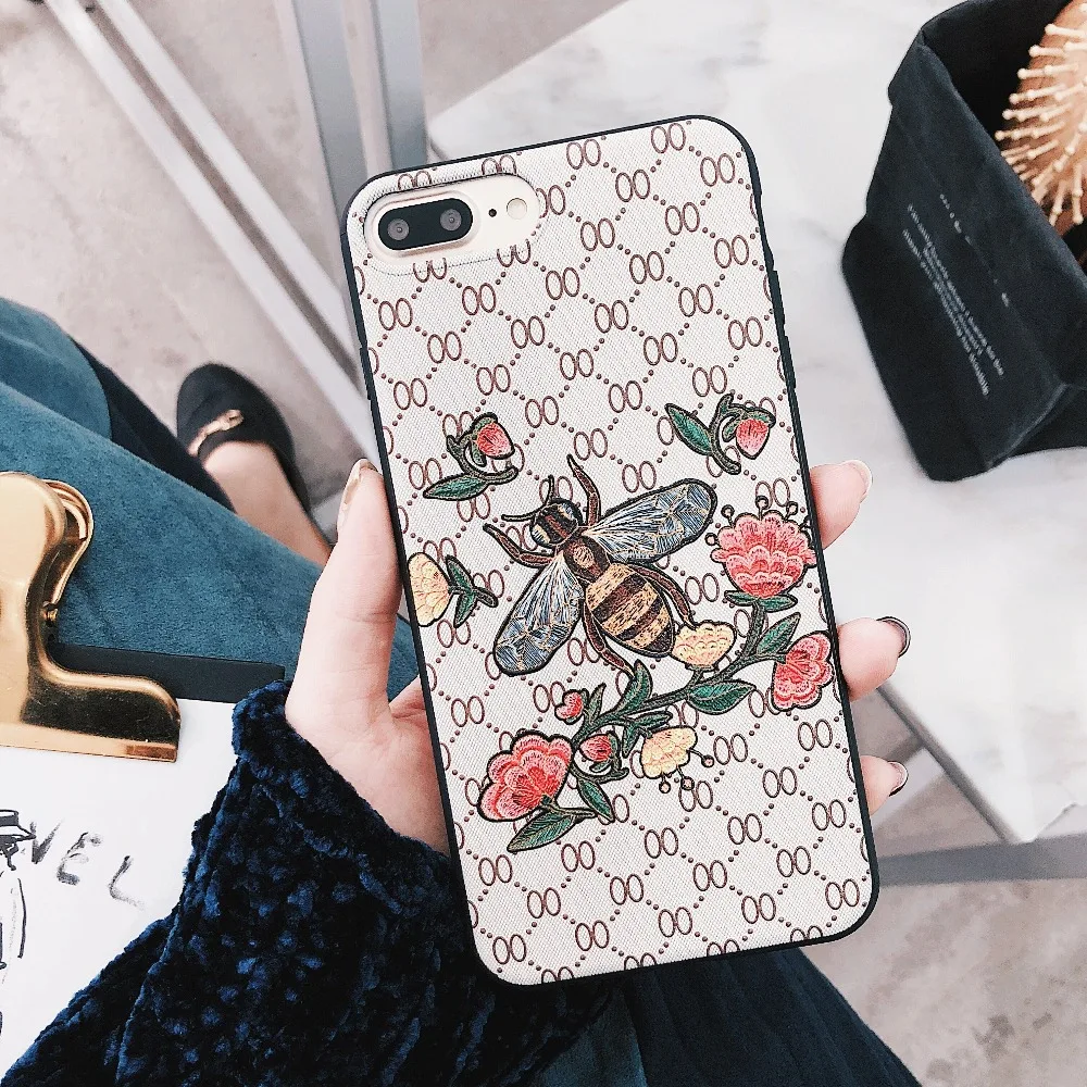 Модный матовый чехол с бабочкой и Пчелой из ТПУ высоким тиснением мягкая сетка
