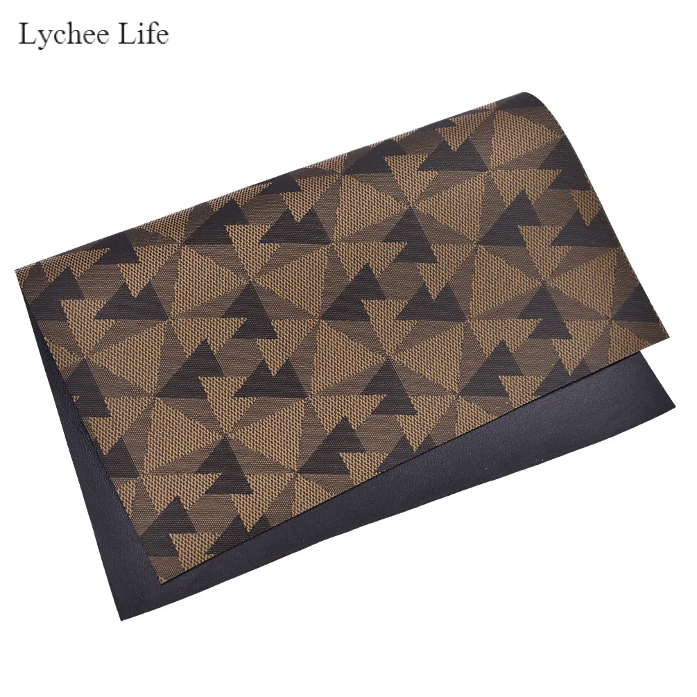 Triangle coffee Lychee Life Ретро двухсторонний полиэстер с принтом и искусственная кожа ткань для самостоятельного пошива одежды украшения - Цвет: Triangle coffee