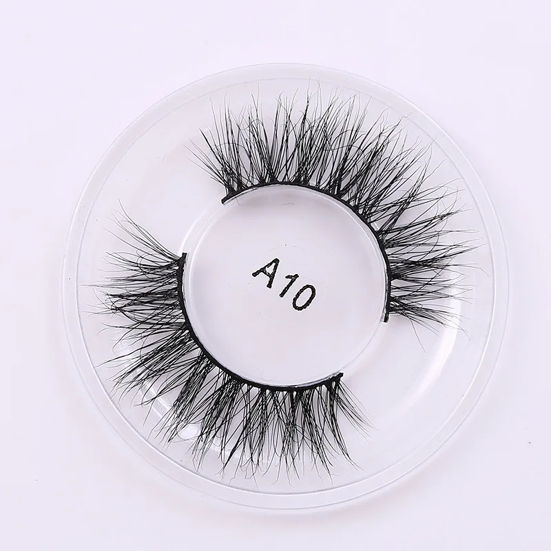 

Mink Lashes 3D Mink False Eyelashes Long Lasting Lashes Crisscross Natural Mink Eyelashes Round box Glitter Packaging 1 Pair A10
