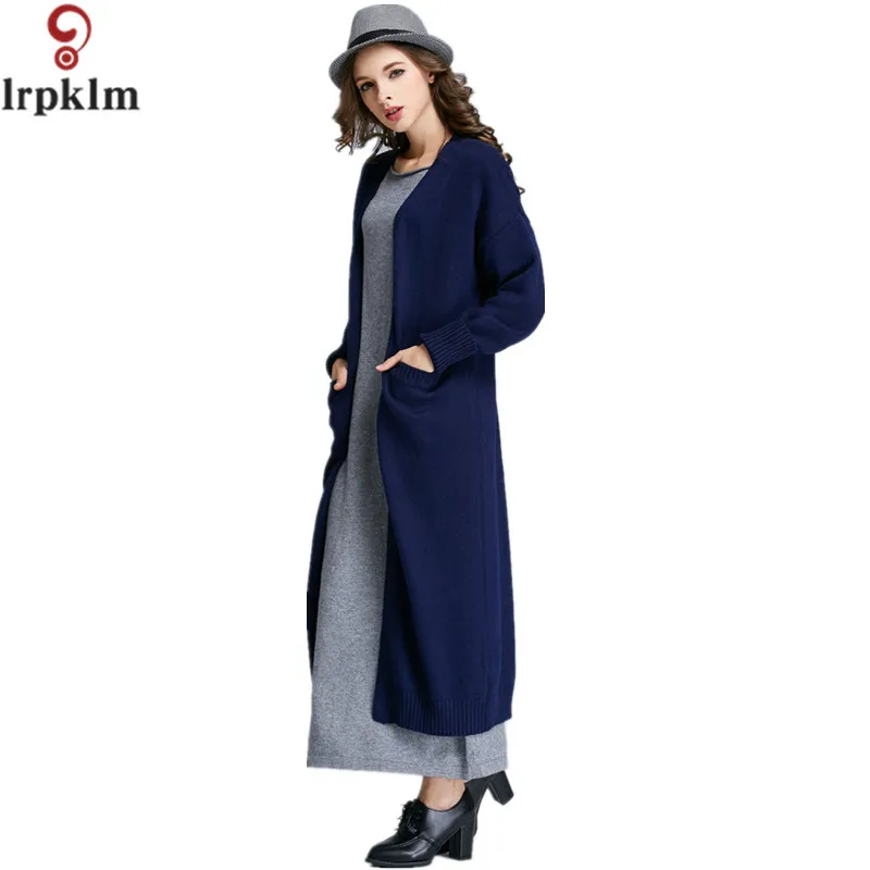 2017 осенне-зимнее Теплое повседневное длинное пальто-свитер высокого качества