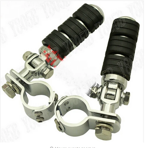Universal Chrome Front Left &amp Right Footrest Foot Pegs For Suzuki Kawasaki Honda Yamaha Sport Motorcycle 30mm-35mm Crash Bar |