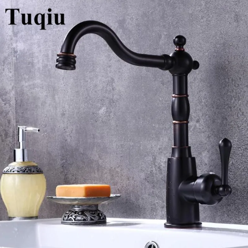 

Tall brass Basin Faucet hot and cold new arrival black single lever Wash Faucet bathroom sink faucet basin tap free shipping