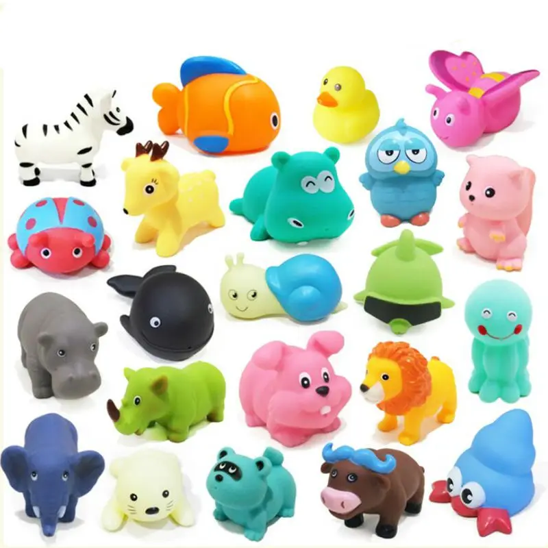 10Pcs Mixed Animals Soft Rubber Float Squeeze Sound Squeaky Bathing Swimming Play Toy For Baby Classic Toys | Игрушки и хобби