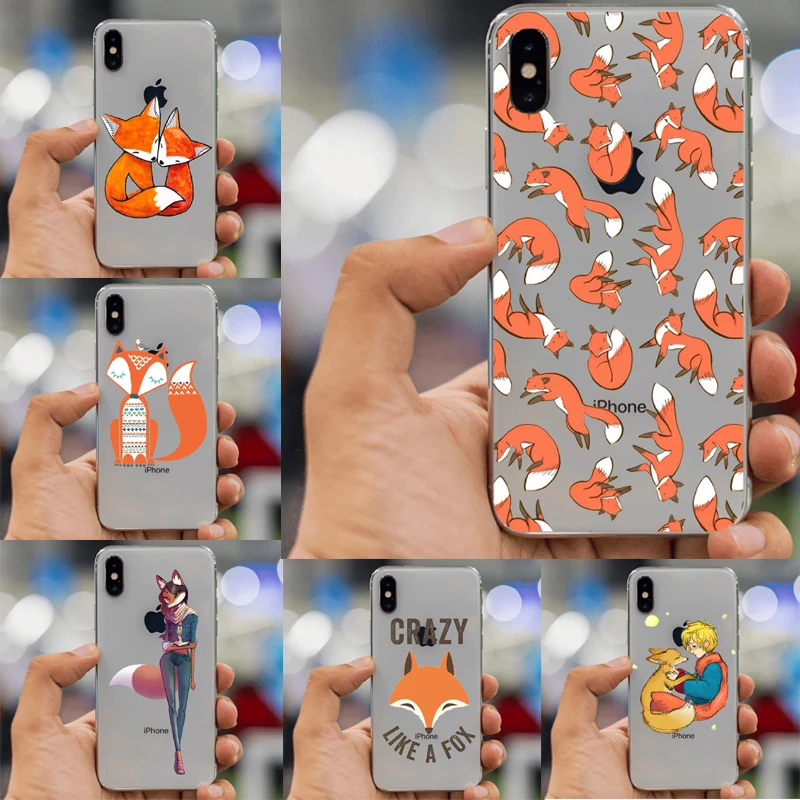 Мягкий силиконовый чехол из ТПУ с изображением лисы для iPhone XS Max 8 8Plus 7 7Plus 6 6splus 5S SE