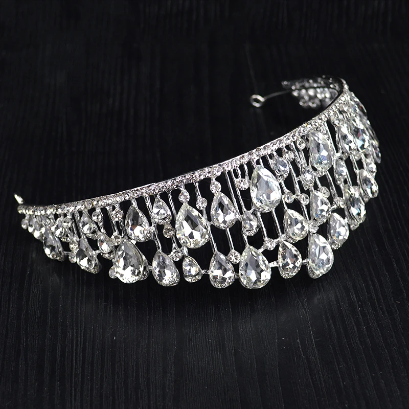 Trendy Vintage Silver Color Crown Baroque Full Crystal Tiara For Bride Wedding Princess Fashion Headdress Hair AccessoriesHG-095 | Украшения