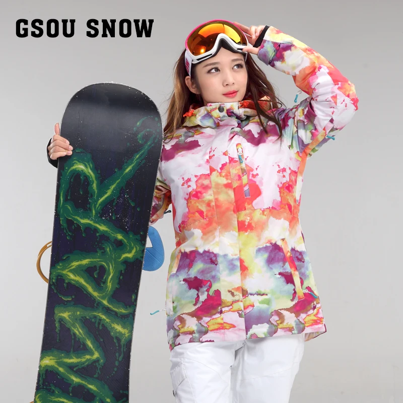 Gsou снег Для женщин лыжная куртка Сноуборд Лыжный костюм Спорт на открытом