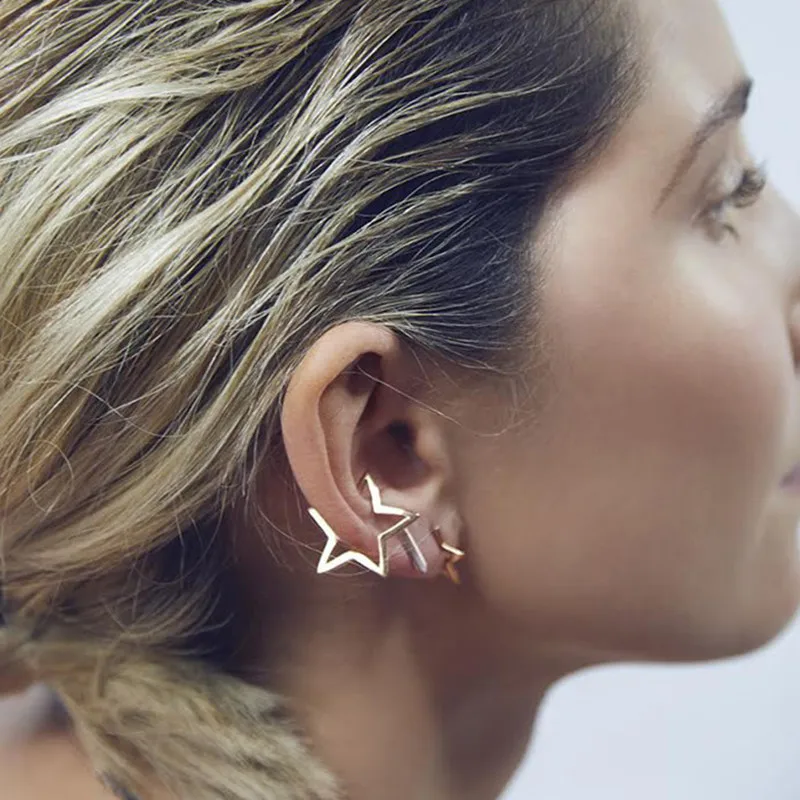 Полые звезда Каффа серьги клипсы Brinco Earcuffs Aretes клип без пирсинга для Для женщин