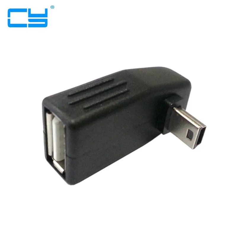 90 градусов до Anlgled OTG USB женский Мини 5Pin Мужской адаптер для автомобиля AUX планшет