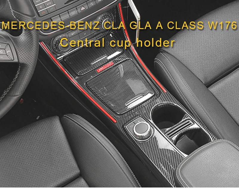 Карманго для Mercedes Benz A Class GLA CLA W176 Автомобильный держатель для чашки из углеродного волокна Панель рамка накладка наклейка интерьерные аксессуары