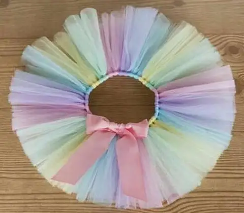 Baby Girls Pastel Tutu Skirts Kids Handmade Ballet Tulle Tutus Pettiskirt with Pink Ribbon Bow Children Birthday Party Skirts