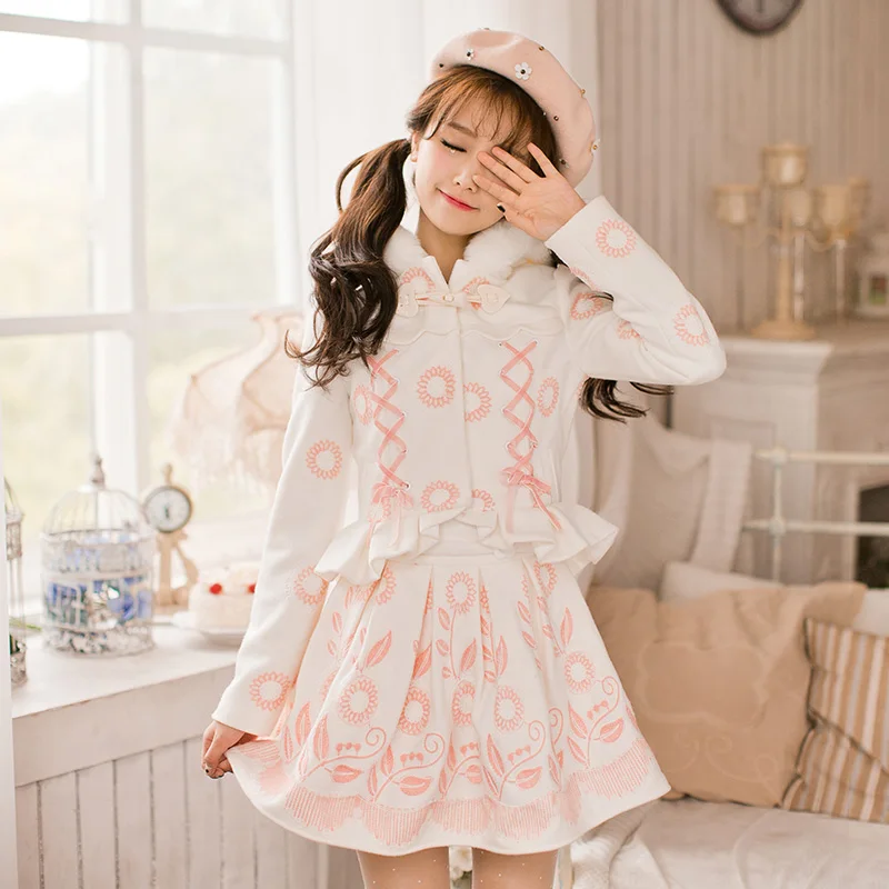Candy Rain 2017 New Winter Japanese Sweet All-match A Slim A-line Skirt Wool Skirt Female C16cd6197