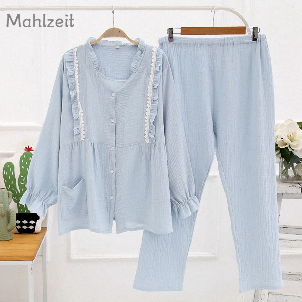 Летняя и осенняя одежда для беременных кормящих женщин 100% Хлопковая пижама