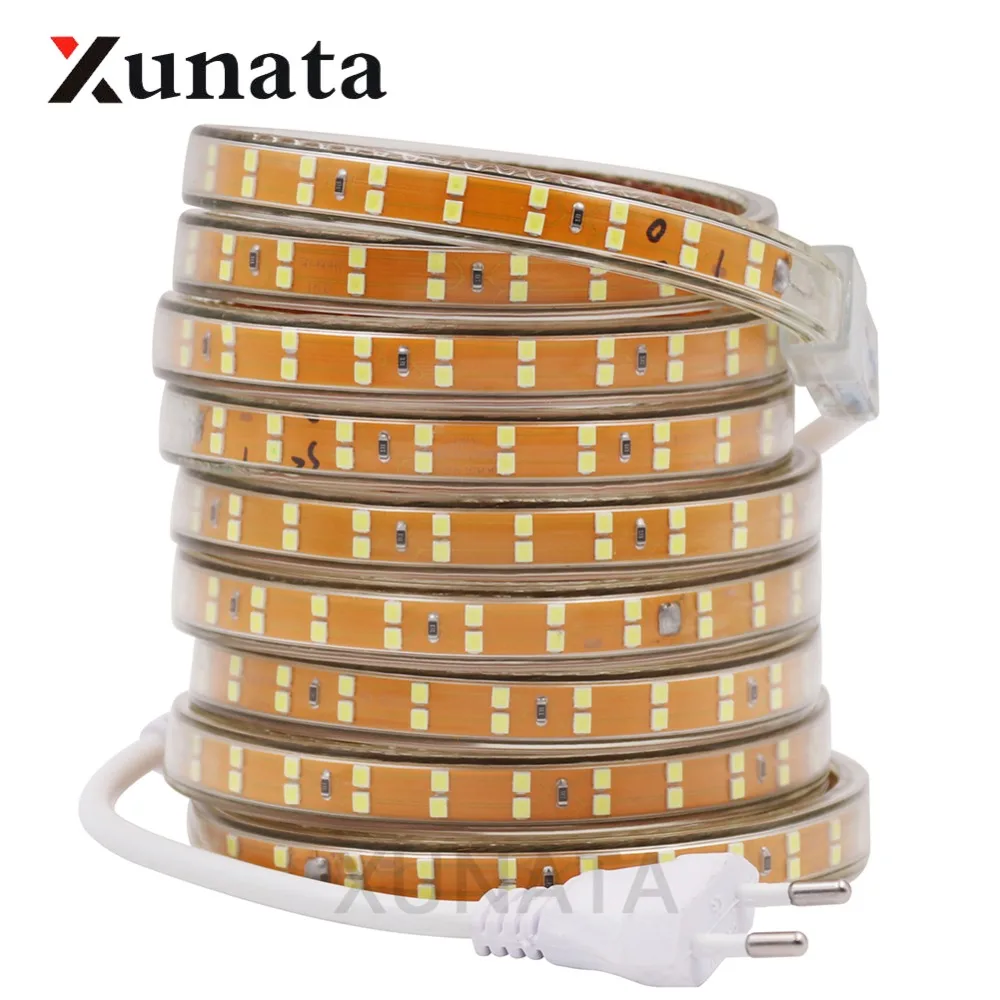 AC220V SMD 2835 штепсельная вилка европейского стандарта 156 светодиодов/м белый/теплый