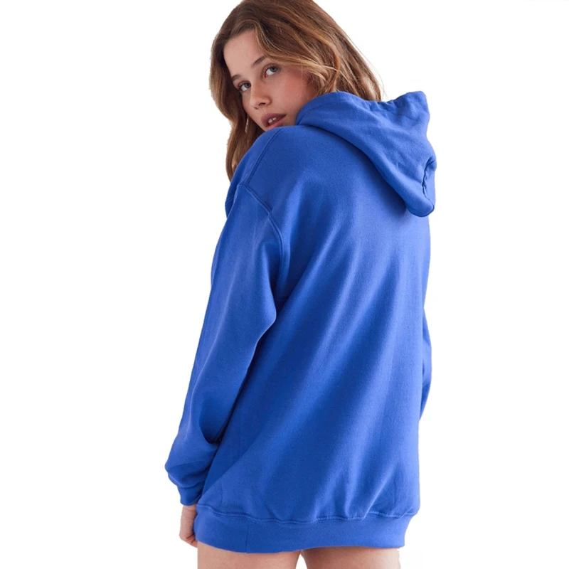 Толстовка HDY Haoduoyi Женская черная синяя с карманами на шнурках|hoodies female|sweatshirt