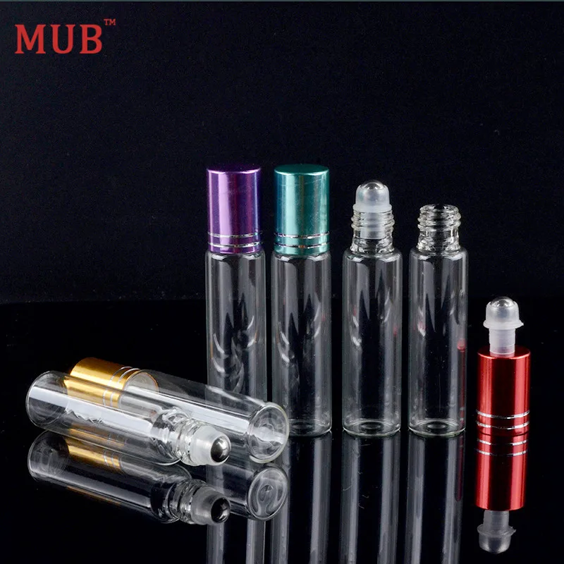 MUB 10 мл 100 шт./лот прозрачная стеклянная бутылка для эфирных масел стальные